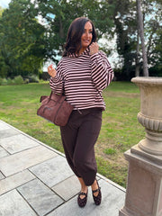 Chocolate & Rose Striped Hoodie Ella