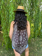 Chocolate Elegant Paisley Print Top Adelaide