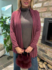 Wine Soft Drape Cardi Flora