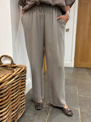Mocha Bubble Cotton Trousers