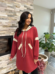 Wine Hooded Sweat Dress Jodie