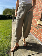 Mocha Bubble Cotton Trouser Set Jasmine