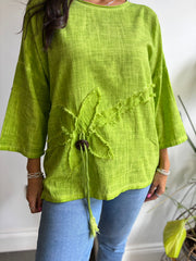 Lime Distressed Floral Top Danica