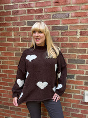 Chocolate & White Chunky Heart Knit Toni