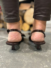 Chocolate Kitten Heel Bow Shoes