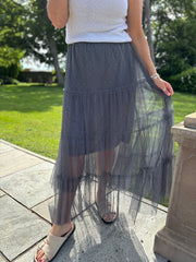 Charcoal Tiered Mesh Tulle Skirt