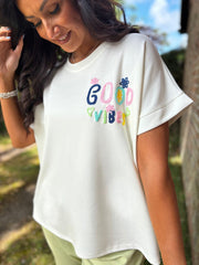 White Good Vibes Tee Coleen
