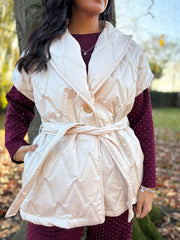 Antique Cream Quilted Gilet Hollie