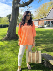 Orange Shimmer Loose Weave Top Jasmine