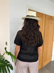 Black Short Sleeve Loose Knit Kirsty