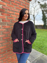 Black Fleece Button Jacket Farah