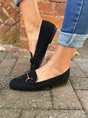 Black Diamante Chain Loafer