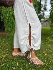 Stone Ruched Drawstring Wide Leg Trousers