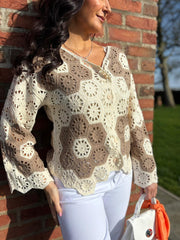 Mocha Flower Crochet Cardi Jeanette