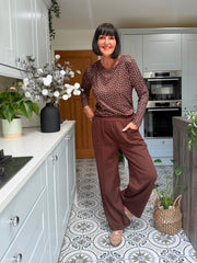 Chocolate Polka Dot Super Soft Round Neck