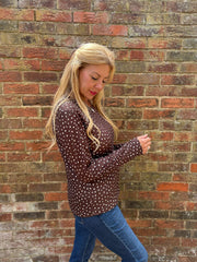 Chocolate Polka Dot Super Soft Round Neck