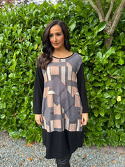 Black Abstract Pattern Dress Clara