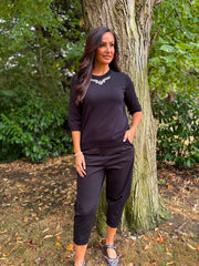 Black Jewel Embellished Knit Sandra