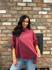 Wine Broderie Anglaise Top Judith