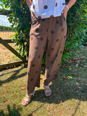 Chocolate Polka Dot Trousers Michaela