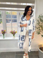 Navy Floral Aztec Shirt Dress  Gemma