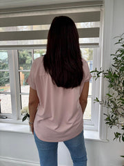Pink Diamante Floral Lace Trim Tee Aria