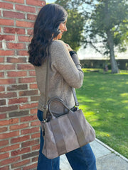 Mocha Multi Fabric Handbag