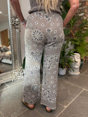 Mocha Paisley Bubble Cotton Trousers Alina