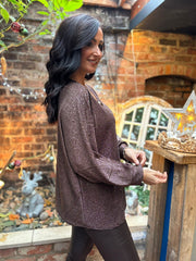 Chocolate Shimmer Brooch Top Peggy