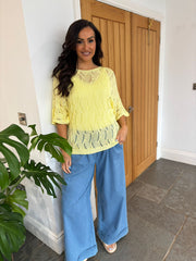 Lemon Pointelle Knit Pattern Top Nina