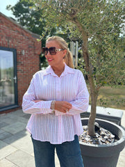 Pink Embroidered Stripe Shirt Fiona