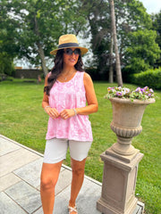 Pink Embroidered Daisy Pattern Vest Stella