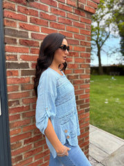 Light Blue Lace Stripe Top India