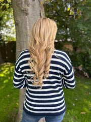 Navy Striped Knit Cardi Loretta