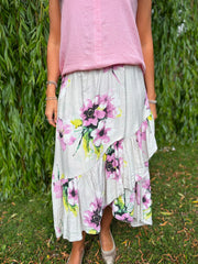 Stone Asymmetric Floral Frill Skirt Amy
