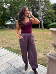 Grape Shimmer Cuffed Trousers Aubrey