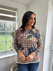 Chocolate Dogtooth Floral Top Eliza