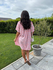 Lilac Bardot Bubble Cotton Leopard Dress Isla