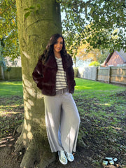 Black Cropped Faux Fur Coat