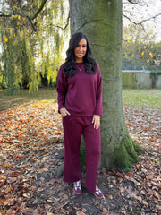 Wine Diamante Sweat Top Nina