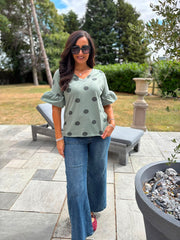 Khaki Polka Dot Top Amber
