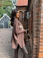 Chocolate Applique Flower Knit Ella