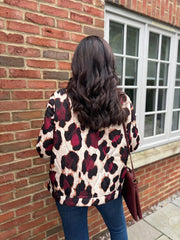 Wine Leopard Quilted Coat Adele