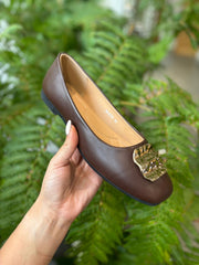 Chocolate Hammered Gold Flats
