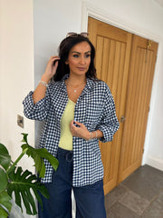 Navy Gingham Checked Shirt Zaria