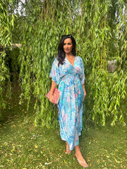 Blue Marble Shimmer Kaftan Dress Eliana
