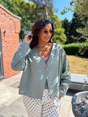 Khaki Button Front Jacket Helen