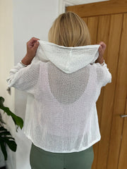 White Hooded Net Jacket Maddie