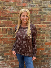 Chocolate Polka Dot Super Soft Round Neck
