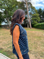 Navy Sleeveless Paisley Top Caitlyn